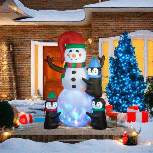 Christmas Inflatable Glow Elderly Air Model Outdoor Courtyard Holiday Party Snowman Penguin Ornament